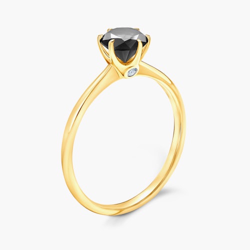 Pierścionek zaręczynowy The Journey: złoty, czarny diament